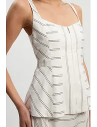 Petite Bold Stripe Cotton Strappy Peplum Woven Maxi Dress - 2