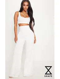 Shape White Bandage Extreme High Waist Wide Leg Trousers