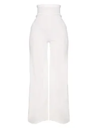 Shape White Bandage Extreme High Waist Wide Leg Trousers - 2