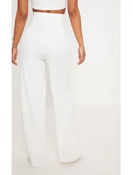 Shape White Bandage Extreme High Waist Wide Leg Trousers - 3