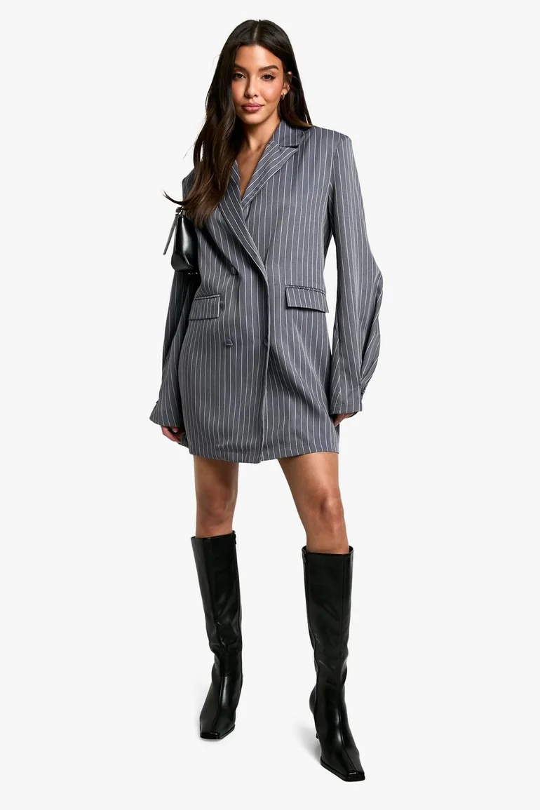 grey oversized blazer dress Buy Sosandar Grey Pinstripe Double Breasted Blazer Dress from Next USA