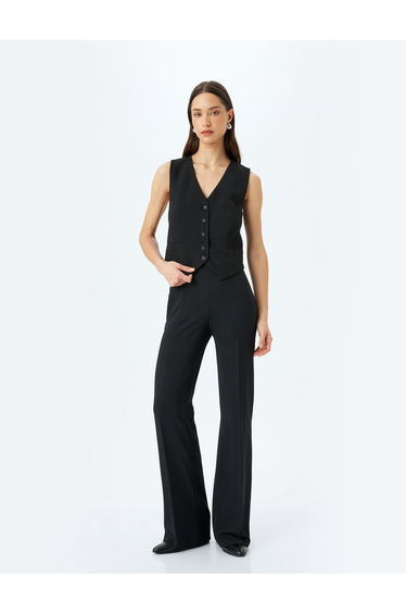 Standard Waist Wide Leg Fabric Trousers