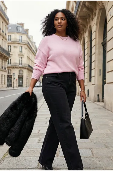 Pink wide fit soft textured knitwear sweater