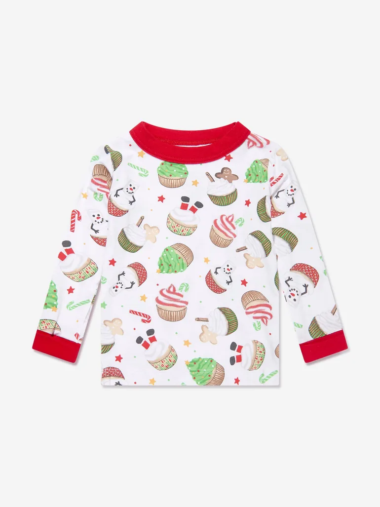 Kids Festive Cupcakes Long Pyjamas in White - 2