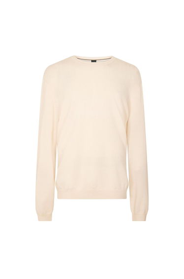Boss Mens Crew Neck Regular Long-Sleeved Sweatshirt - White