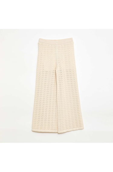 Crochet Flare Leg Trousers BEIGE