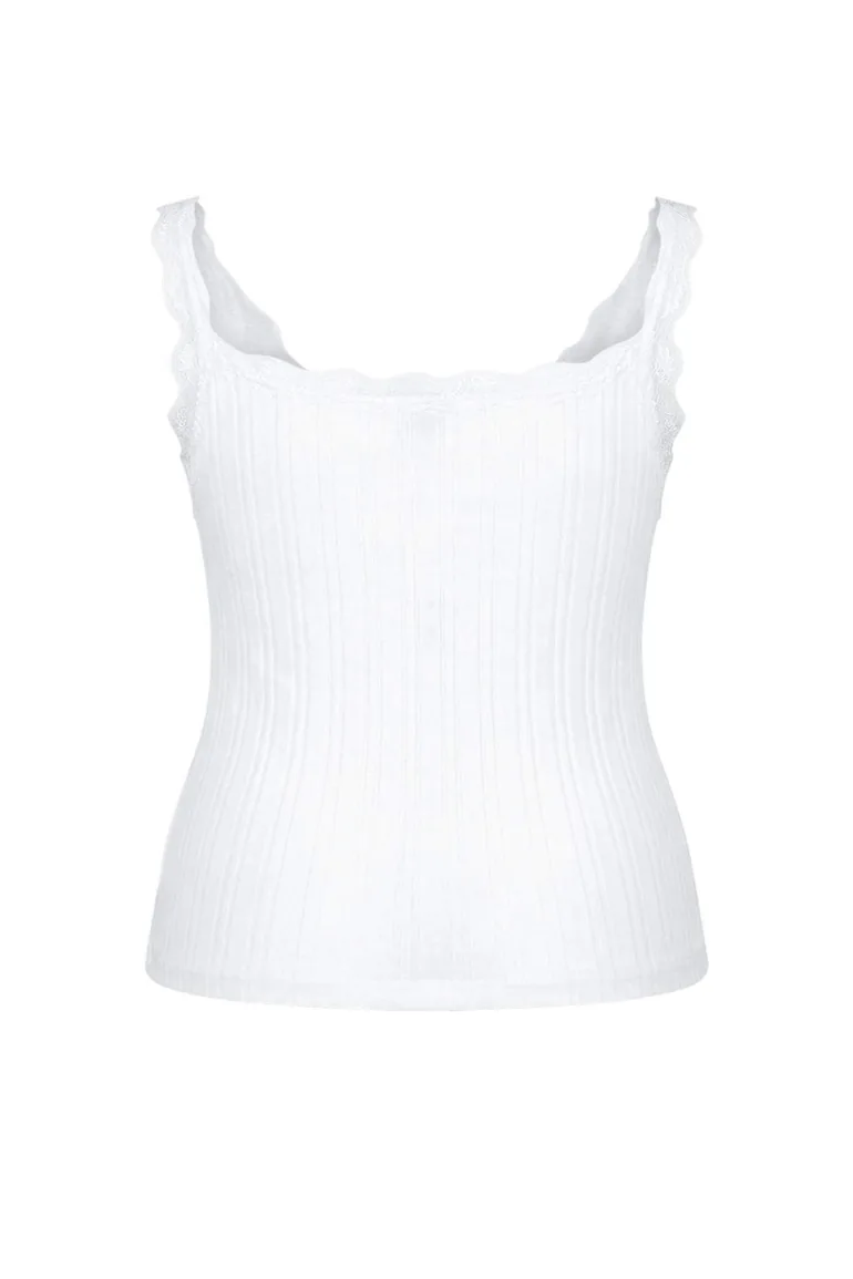 Ecru Lace Detailed Corded Fabric Summer Knitwear Blouse - 2
