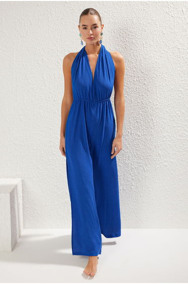 Saxon Belted Woven Beach Jumpsuit