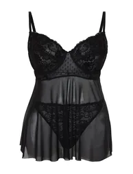 Black High Waist Underwire Babydoll - 6