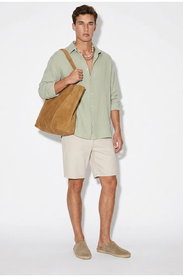 LUCCI Oversized Textured Button-Front Shirt