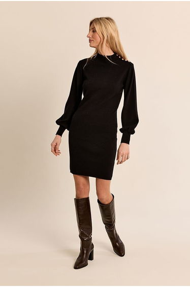 Knitted Jumper Dress with Balloon Sleeves