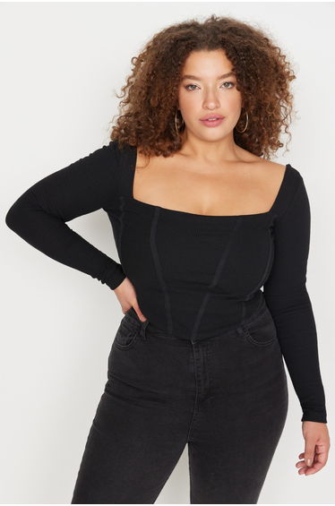 Plus Size Blouse - Black - Fitted