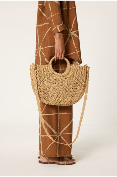 ROUND HANDLE STRAW BAG