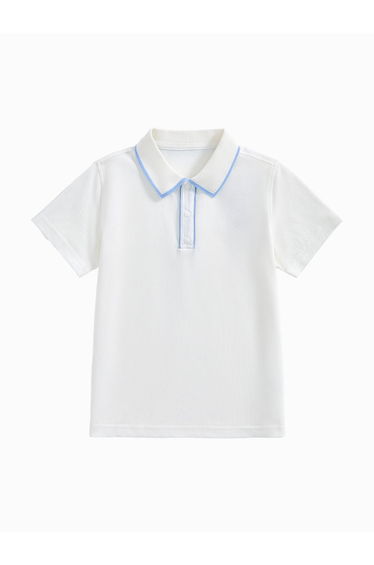 Unisex Short Sleeve Polo T-Shirt With Collar Lines