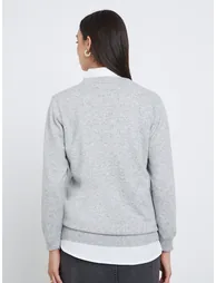 سويتر محبوك بأكمام طويلة - رمادي - 3