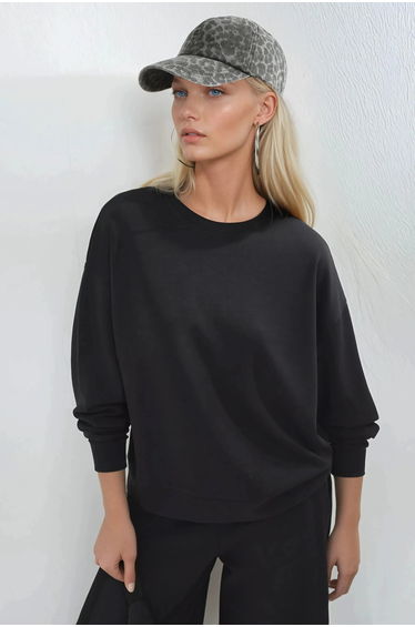 BUSEM Relaxed Fit Crew Neck Modal Sweatshirt