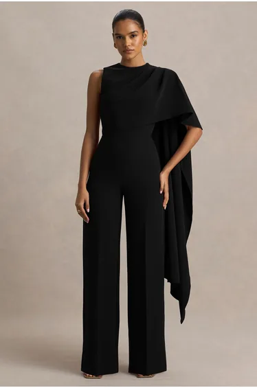 جمبسوت بكم كاب واحد بياقة عالية - أسود