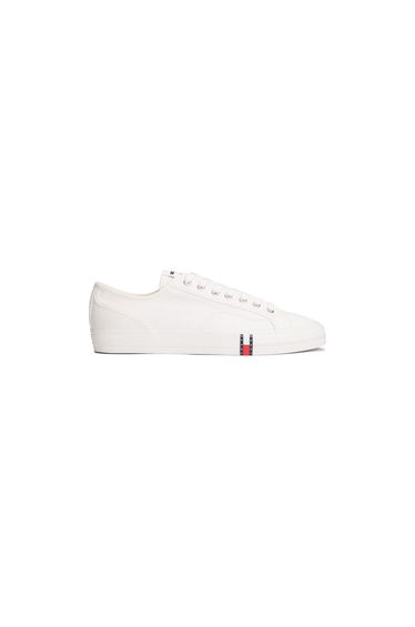Tommy Jeans Mens Canvas Flat Trainers - Ecru