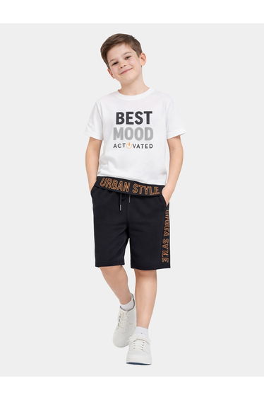 Boys Slogan Print T-Shirt and Shorts Set