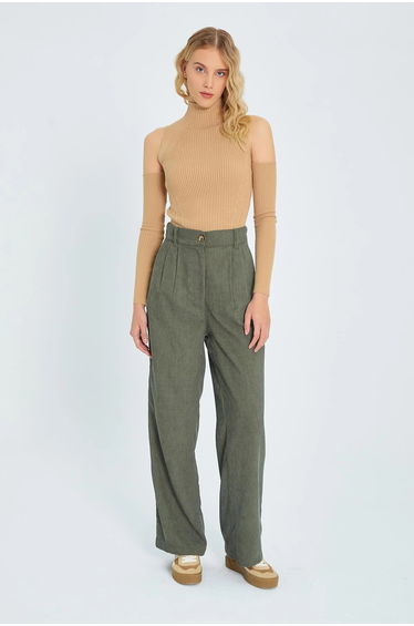 Mixray High Waist Velvet Straight Leg Pants