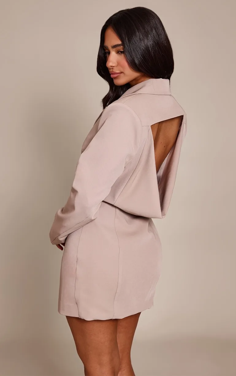 blazer dress open back AREA Open Back Blazer Mini Dress with Crystal Detail