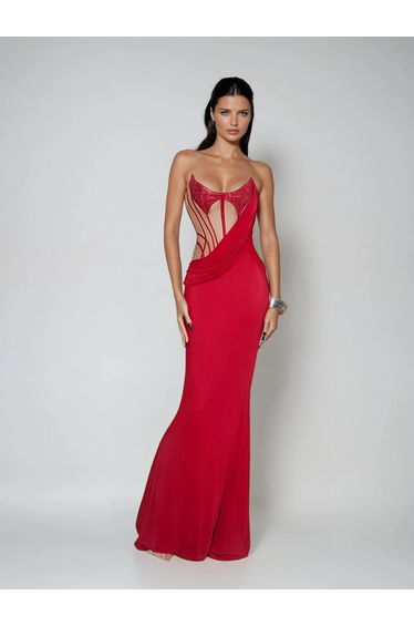 Kathani Strapless Draped Maxi Dress