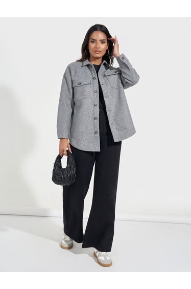 Oversized Longline Wool Like Shacket