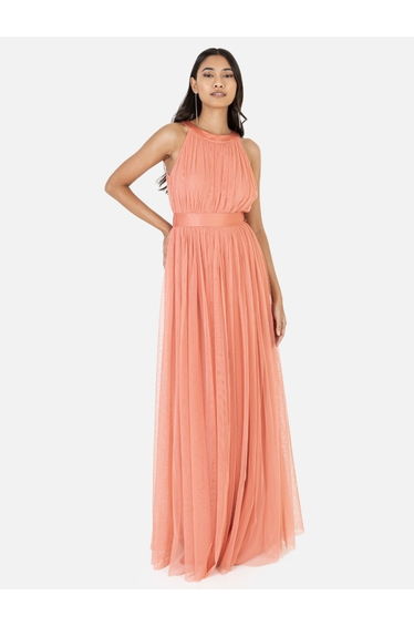 Anaya with Love Recycled Coral Halter Neck Maxi Dress