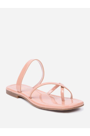 Plain Cross Toe Strappy Flat Sandals