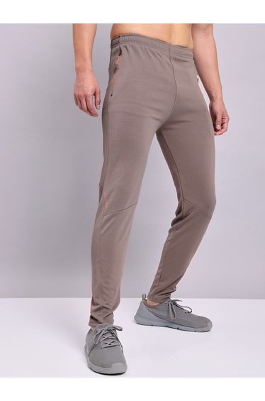 Men Brown Solid Elasticated Waistband Track Pants
