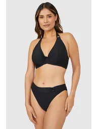 Gorgeous DD+ Gold Sparkle Plunge Non Pad Bikini Top - black - 1
