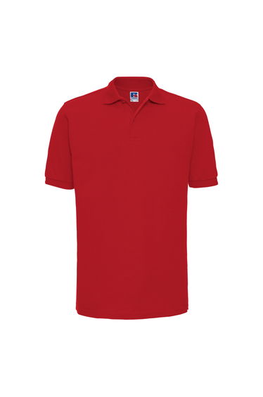 Russell Mens Ripple Collar & Cuff Short Sleeve Polo Shirt - Classic Red