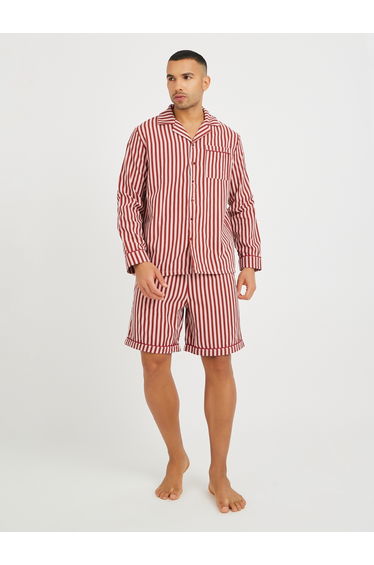 Striped Long Sleeve Shirt and Shorts Pyjama Set