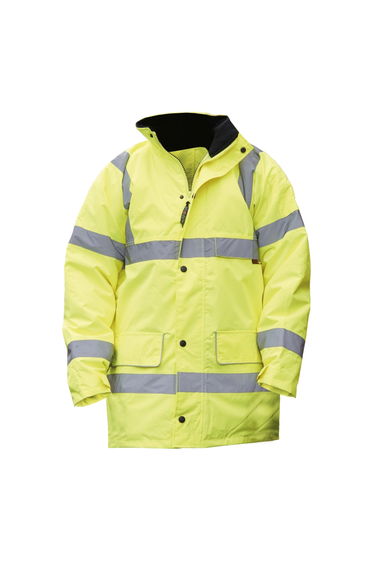 Warrior Mens Nevada High Visibility Safety Jacket - Fluorescent Yellow