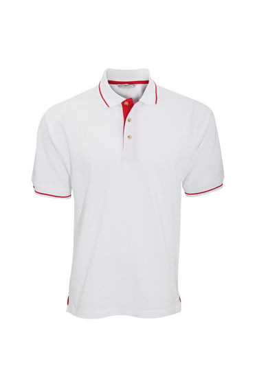 Kustom Kit Mens St. Mellion Mens Short Sleeve Polo Shirt - White/Bright Red