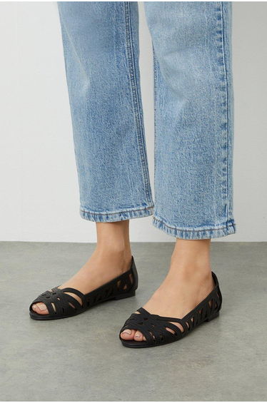 Wide Fit Prim Peep Toe Ballet Flats