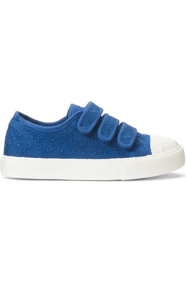 Kids Low Top Trainers in Broderie Anglaise Canvas