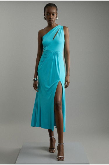 Petite Premium Viscose Jersey Bandeau Split Midaxi Dress
