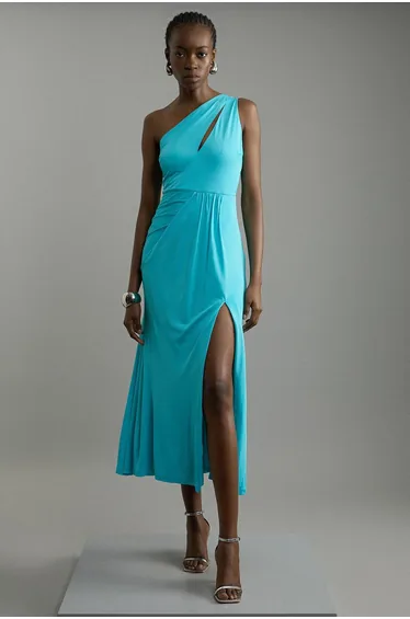 Petite Premium Viscose Jersey Bandeau Split Midaxi Dress