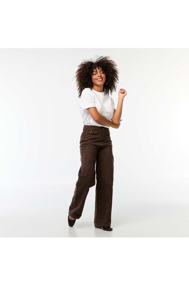 High-rise wide-leg jeans BEIGE