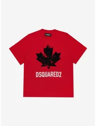 تيشيرت أطفال بطبعة شعار لون أحمر