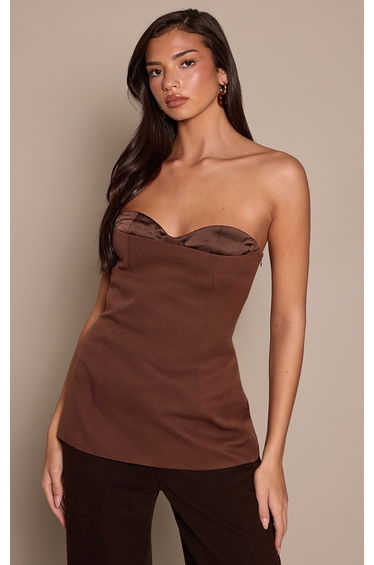 Chocolate Structured Woven Longline Corset