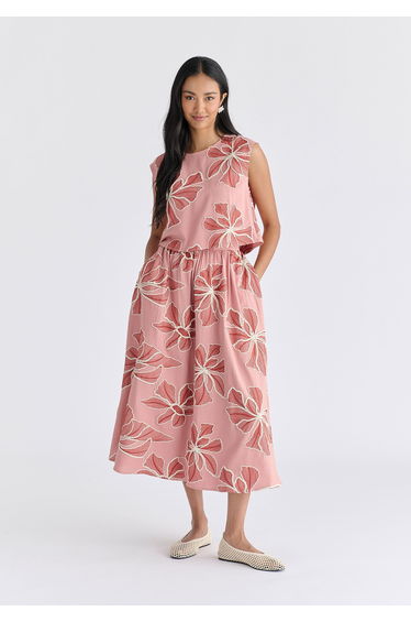 Floral Embroidered Midi Skirt
