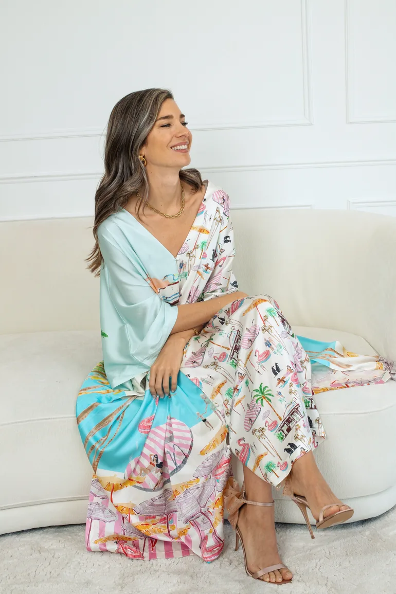 Maxi Kaftan Dress / "Pink Flamingo Club"