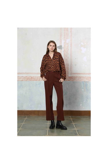 Animal Print Collared Neck Shirt