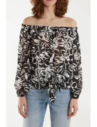 Tie Front Bardot Top