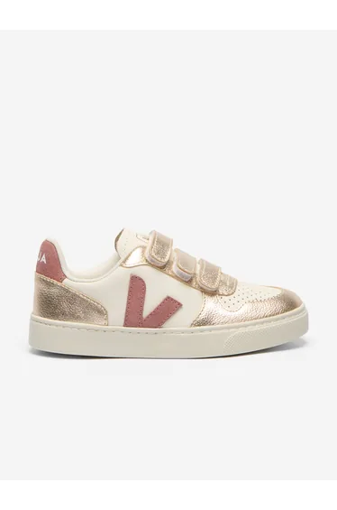Veja Girls Leather Small V-10 Trainers in Pink