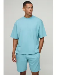 MAN Dash Oversized T-Shirt & Relaxed Loungewear Short Set - blue - 1