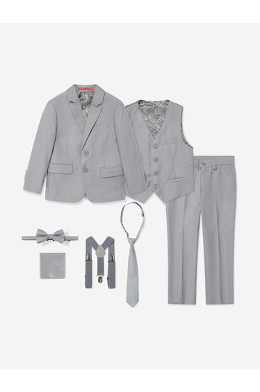 SUITLAB Boys 7 Piece Suit Set in Grey