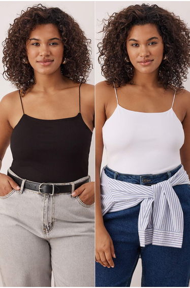 Black-white 2-pack plus size tank top
